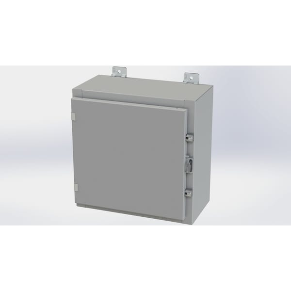 Clamps with Padlock Hasp Electrical Enclosures, 16 in H, 8 in D, 16 in W, NEMA 4, Carbon Steel